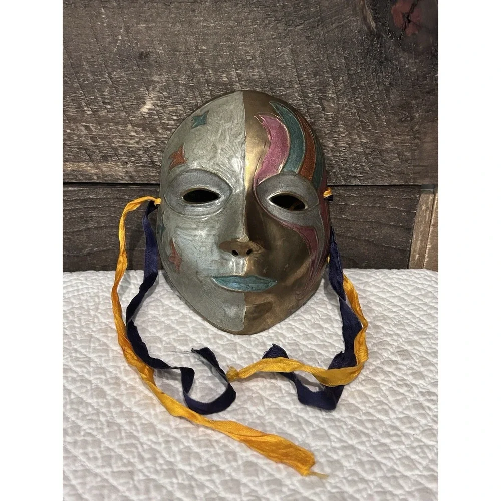 Vintage Solid Brass‎ Party Mask Handmade In India Wall Art Multi Color 7